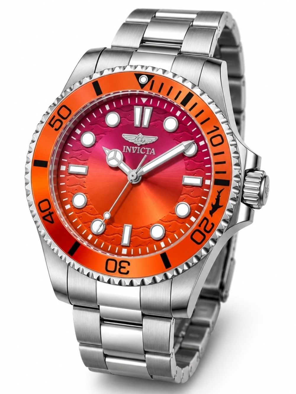 Invicta Pro Diver Kromatyk Men's Watch - 43mm Silver w/ Red & Orange Gradient